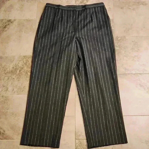 Bloomingdale's Striped Wool Straight Leg Trousers - Picture 1 of 14